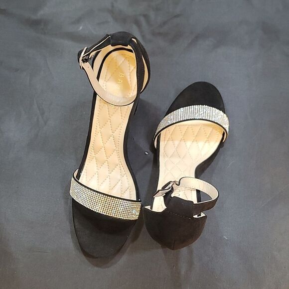 BRAND NEW BAMBOO FRENZY WOMEN'S EMBELLISHED OPEN-TOE ANKLE STRAP HEELS - Picture 6 of 14